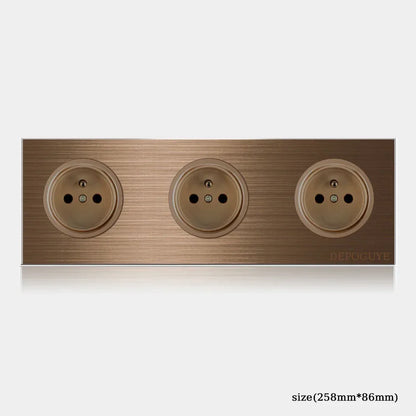 High quality coffee color universal Retro Eu FR 220V wall light switch,Reset button switch electrical socket with LED indicator
