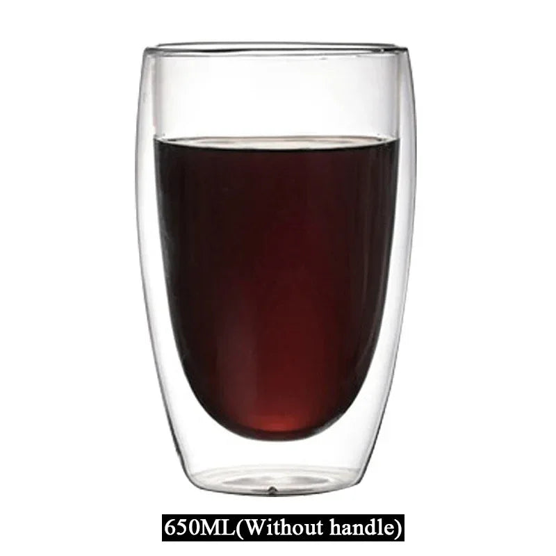 1-6PCS 80-650ml Double Wall Glass Clear Handmade Heat Resistant Tea Cups Healthy Drink Coffee Milk Mug Insulated Shot Glass Gift