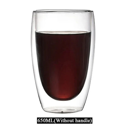 1-6PCS 80-650ml Double Wall Glass Clear Handmade Heat Resistant Tea Cups Healthy Drink Coffee Milk Mug Insulated Shot Glass Gift