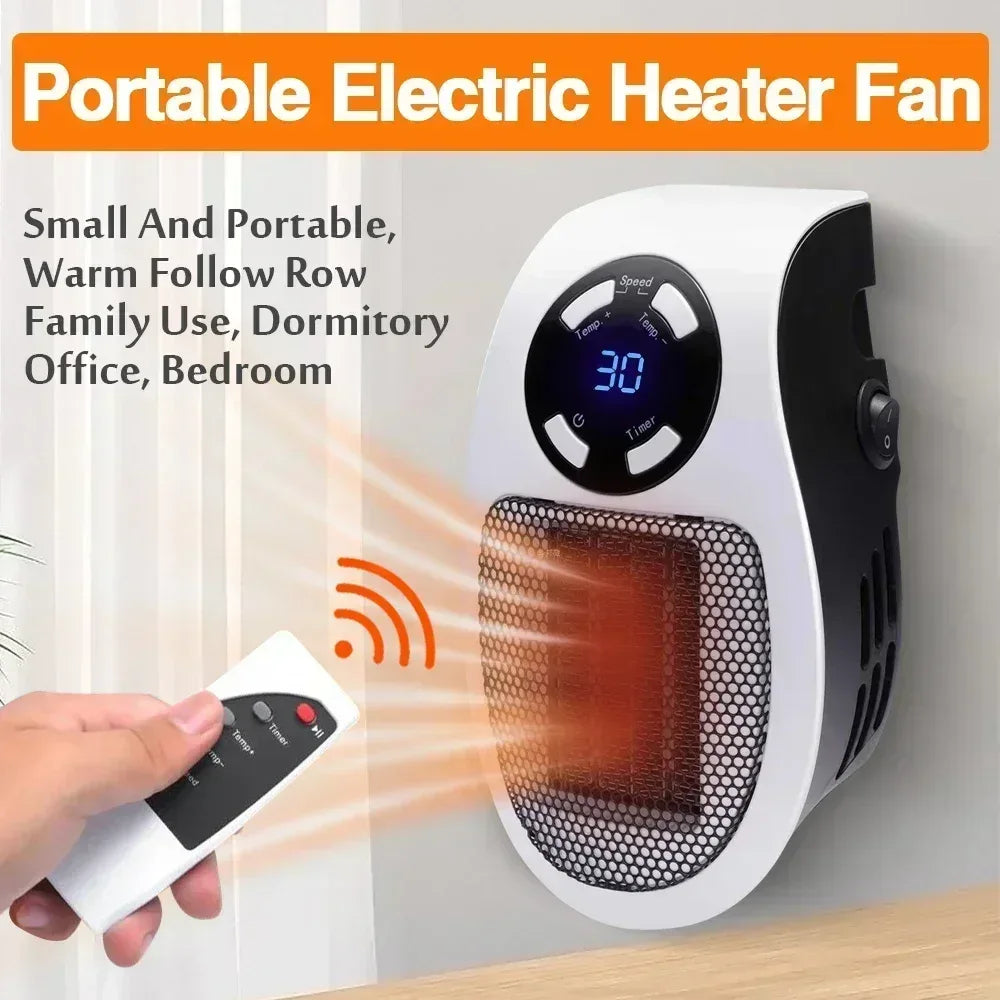 Remote Heater 500W Heater Portable Electric Heater Plug-in Wall Mounted Room Heater Home Appliance Heating Stove Mini Radiator