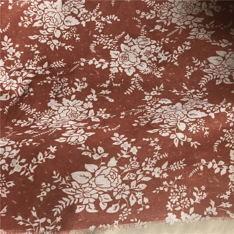 145cm Wide Printed Cotton and Linen Fabric Small Floral Patterns Retro Shirt Dress DIY Clothing Sewing Fabric 90% Cotton Content