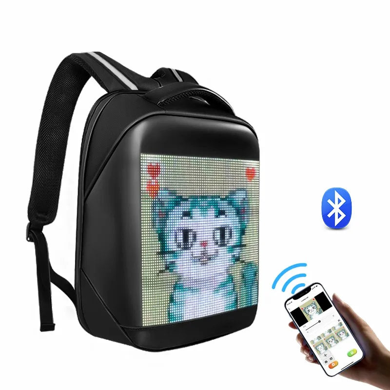 Led Backpack with Programmable Full Color Screen, Motorcycle Backpack, Waterproof Shoulder Travel Backpack, Christmas Gift Bag