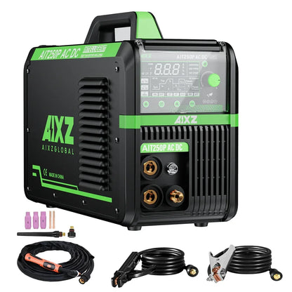 AIXZ 250A 5 in 1 HF TIG Welder AC/DC Aluminum Welding MMA/ARC/Argon Digital Pulse 2T/4T IGBT Inverter Stainless Welding Machine