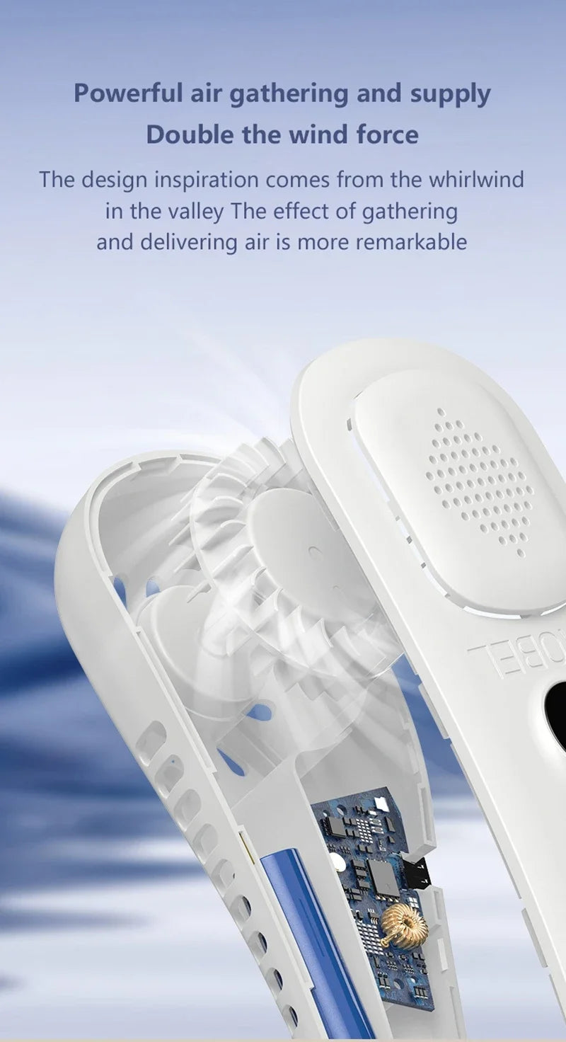 Lenovo Neck Bladeless Fan Mini Ultra Long Life Portable Lazy Silent Fan Usb Charging Student Sports Office 2026 New