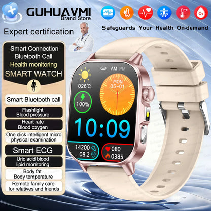 2026 New Health Smart Watch Precise Measurement ECG+PPG Blood Pressure Uric Acid Body Fat Analysis call SmartWatch For Men Women