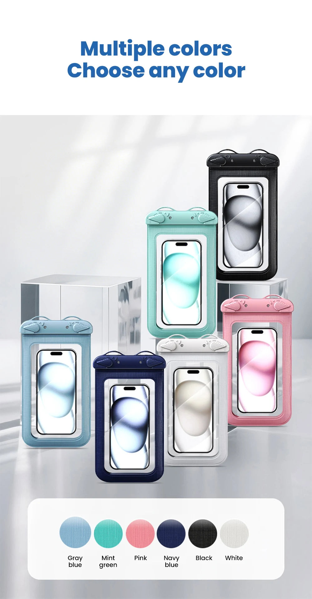 IPX8 Waterproof Phone Pouch 7.5" Universal Dry Bag Underwater Touch Screen Phone Casefor Swimming Rafting Beach