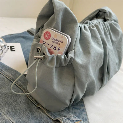 Nylon Cloth Bag Women Tote Bag Large Capacity Summer 2025 New Fashionable women's pleated Outdoor Travel bag Shoulder Bag