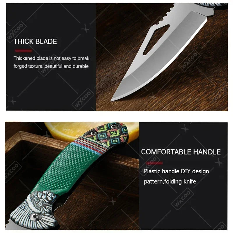 WXCOO Folding Knife Stainless Steel Cooking Kitchen Vegetable Knife Accessories Fruit Peeler Meat Cleaver Pocket Knife Kitchen