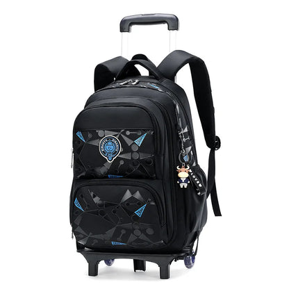 High-capacity on 2/6 Wheels Waterproof Luggage Rolling Bag Student Shoulder Backpack  Detachable Children Rolling School Bags