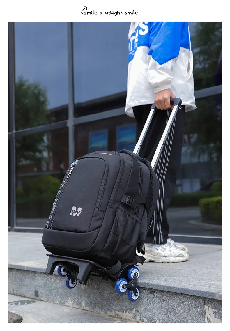 School Rolling backpack bag School Bags with wheels Student wheeled Backpacks for boys Children School Trolley Bag Waterproof