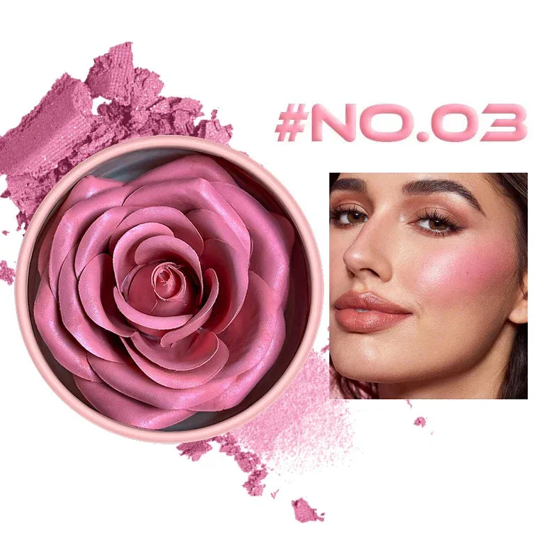 4-Color Rose Petal Blush,Waterproof Blush Cream,Natural Finish,Light Coverage,Perfect Gift for Christmas and Valentine's Day