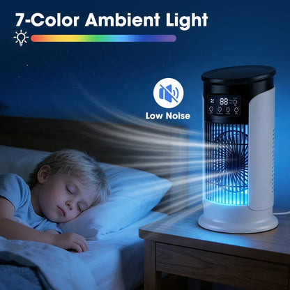 Air Conditioner Portable Desktop Air Cooler Fan with LED Night Light & Humidifier, Mini Mist Cooling Fan for Office Home