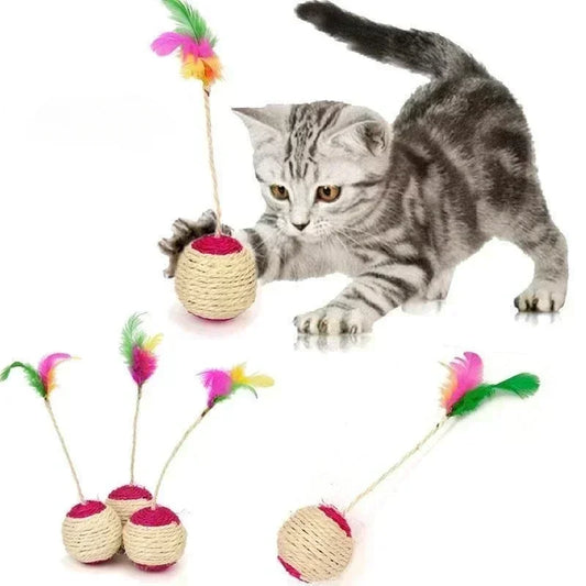1Pc Cat Toy Sisal Scratching Ball Training Toy for Kitten Pet Cat Supplies Feather Toy Cat Toys Interactive Pet Products by PDG ibma