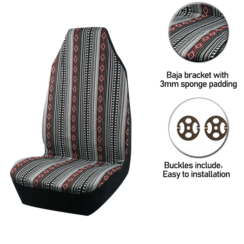 AUTO PLUS Car Seat Covers Set Baja Saddle Blanket Weave Universal Fit Most Car Seat Protection Steering Wheel Cover Protector by PDG ibma