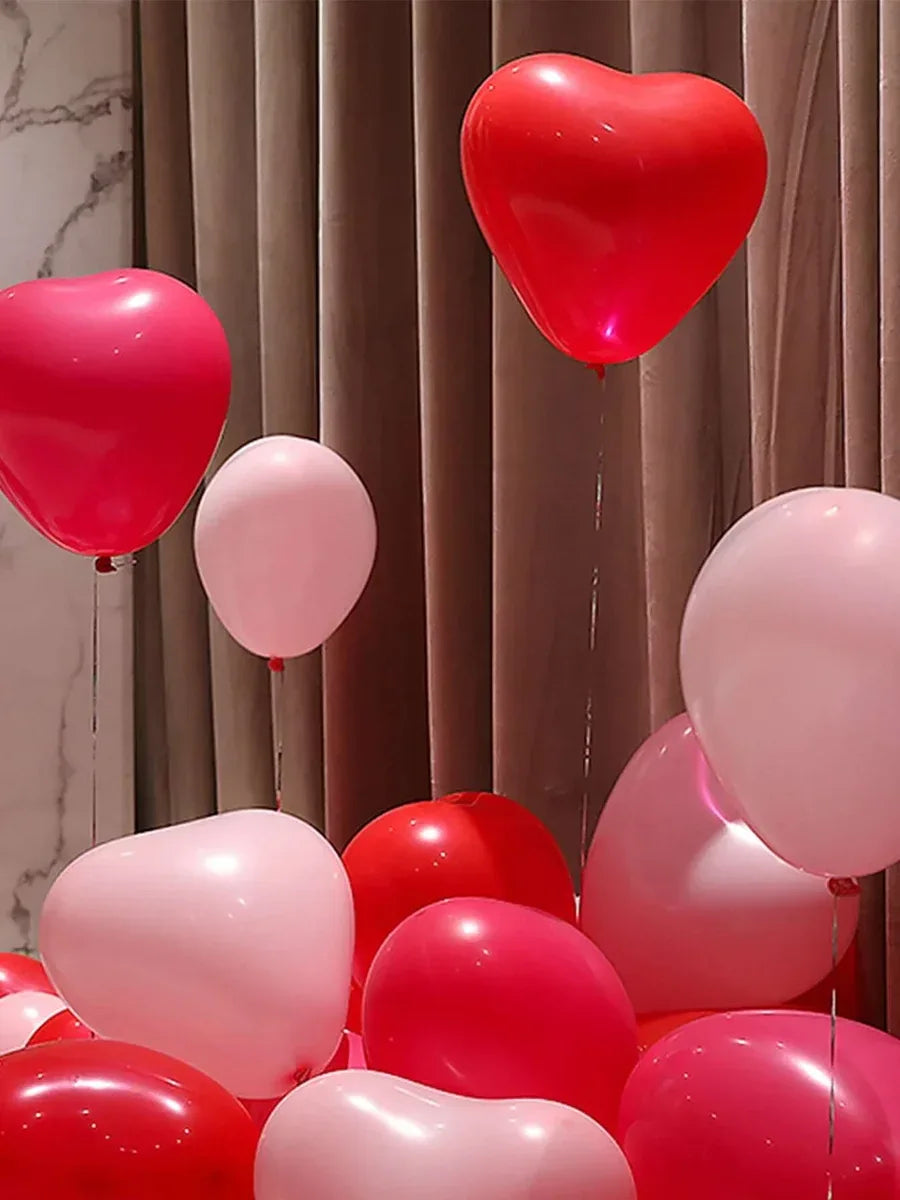 10/20Pcs Heart Shaped Balloons Red Pink Black Latex Balloon for DIY Valentine's Day Engagement Wedding Party Anniversary Decor