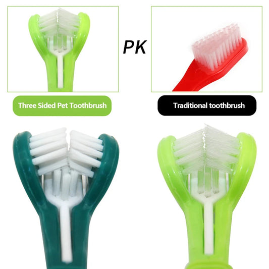 Three Sided Pet Toothbrush Three-Head Multi-angle Toothbrush Cleaning Dog Cat Brush Bad Breath Teeth Care Tool Cleaning Mouth by PDG ibma