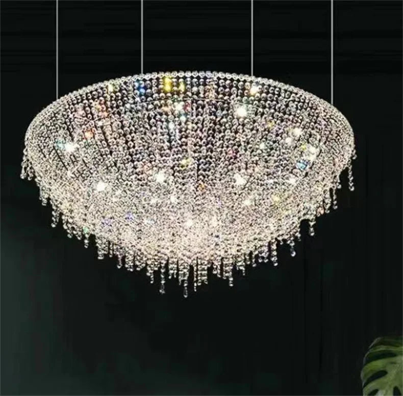 2025 Modern Luxury Round Oval Crystal Chandelier For Living Dining Room Chrome Luster LED Pendant Lights Hotel Duplex Villa Lamp