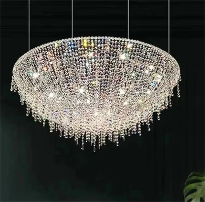 2025 Modern Luxury Round Oval Crystal Chandelier For Living Dining Room Chrome Luster LED Pendant Lights Hotel Duplex Villa Lamp