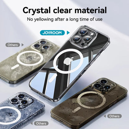 Joyroom Magnetic Case For iPhone 16 15 Pro Max Case Transparent Cover For iPhone 16 Wireless Charger Magnet Cover Anti Yellow