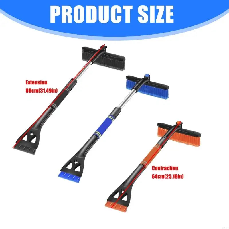 2025 New Three Function Auto Ice Scraper Removal Tool Detachable Design 34 Inch Extendable Rod Foam Cushion Grip For Windshield