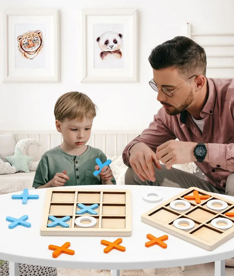 Wooden Chess Toys For Children's Puzzle Game XO Double Play Parent-Child Interaction Recommends Traditional Desktop Chess Gift