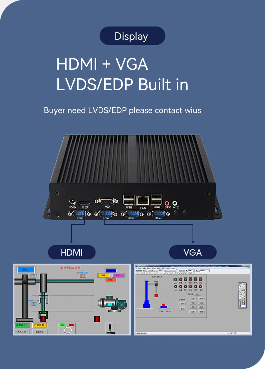 XCY Fanless Industrial Mini PC Intel Core I5-3317U 4x COM DB9 8x USB Support Windows XP/7/8/10 Linux