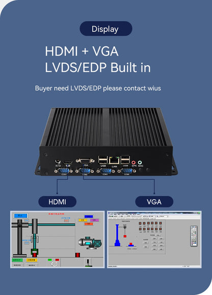 XCY Fanless Industrial Mini PC Intel Core I5-3317U 4x COM DB9 8x USB Support Windows XP/7/8/10 Linux