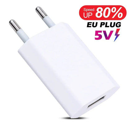 5V/1A Mini EU Plug Charger USB Mobile Phones Charger USB-C Quick Charger Wall Power Adapter Chargers For iPhone Samsung Xiaomi