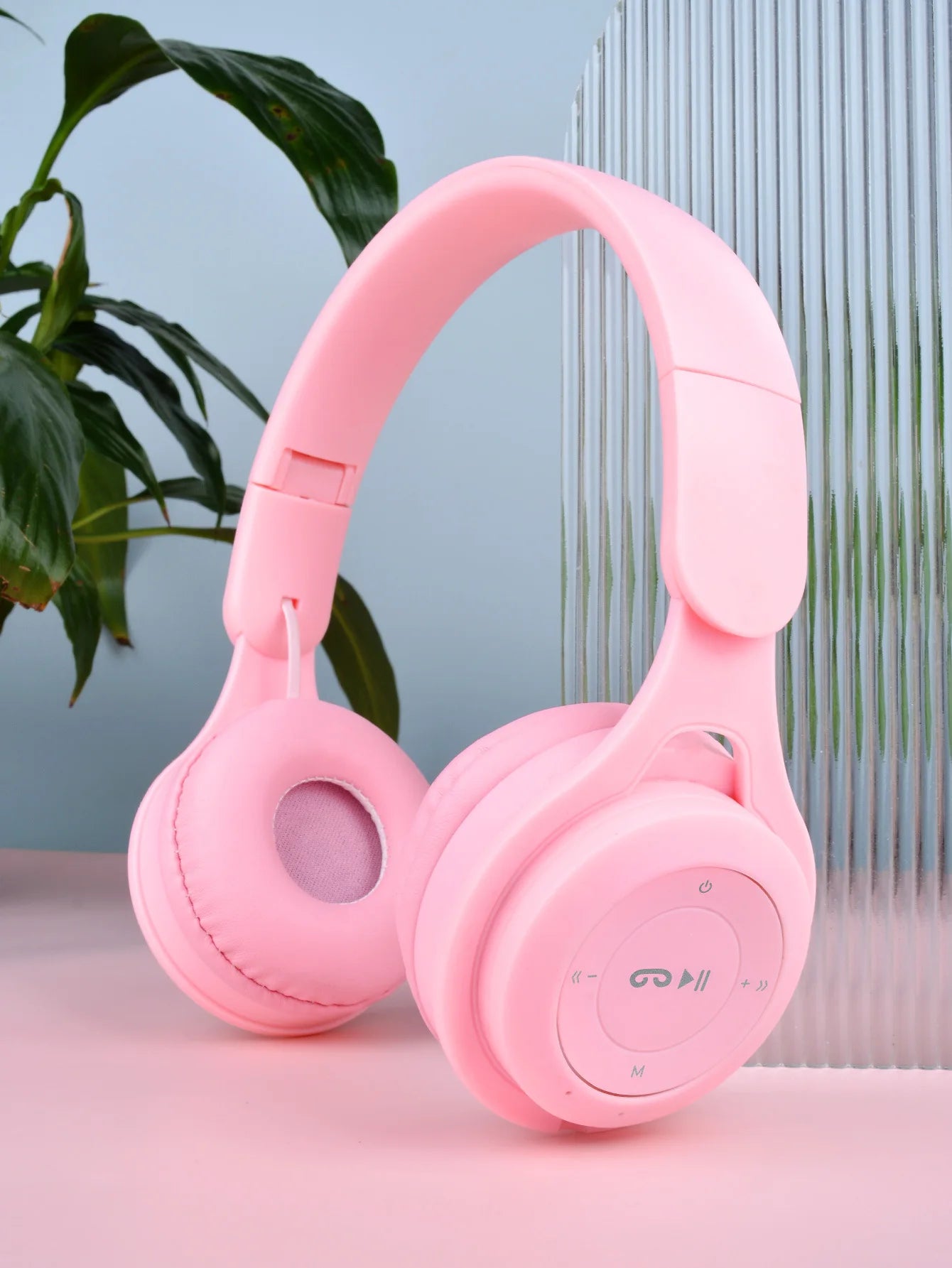 Y08 new style head-mounted wireless Bluetooth earphones, macaron color scheme, foldable, Bluetooth 5.3, long battery life, pink