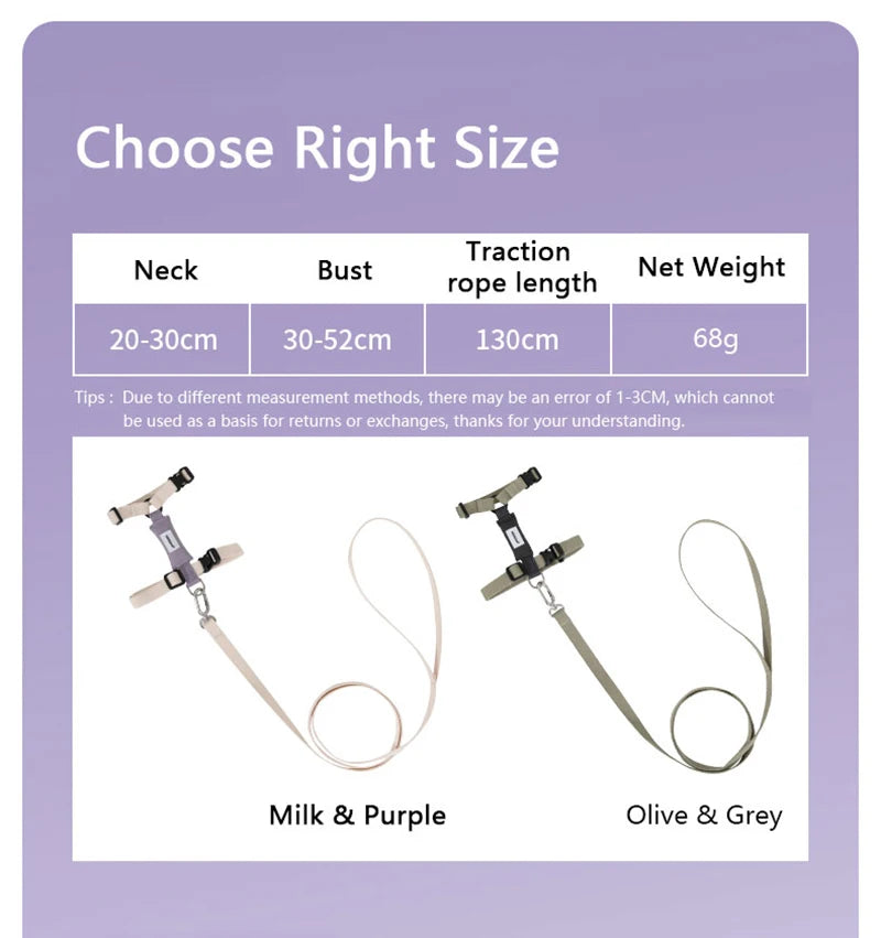 Cat Harness Leash Set Traction Rope Kitten Chest Strap Pet Outdoor Supplies for Pet Breathable Harness Leash Puppy Cat Vest