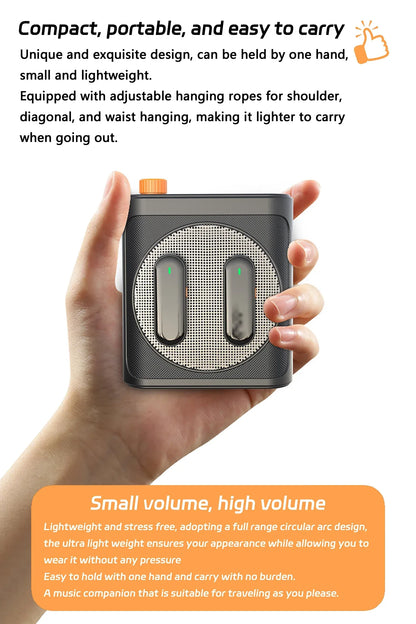 Mini Wireless Megaphone Speaker With Lavalier microphone Portable Voice Amplifier for Teachers, Elderly, Tour Guides, Coaches,