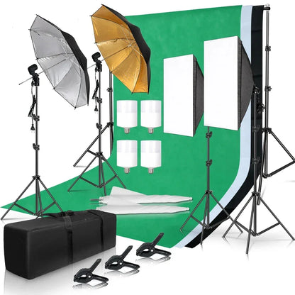 Photography Lighting Kit Umbrella Photo Background Photobooth Backdrops Softbox Light Stand Portable Soft BoxFor Photo Studio