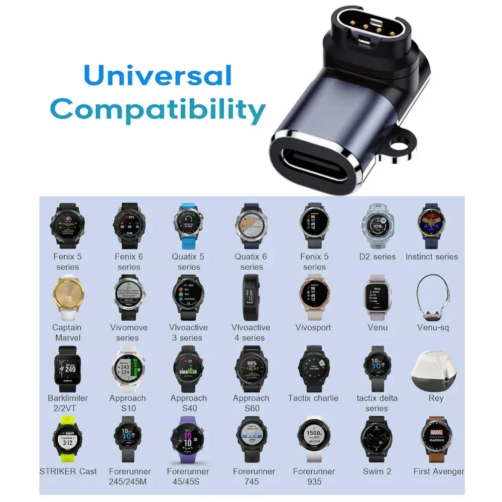 For Garmin Fenix 8 7 7S 7X 6S 6 Forerunner 955 965 Quatix USB-C Charger Smartwatch Charger Adapter Garmin Charging Cable Adapter