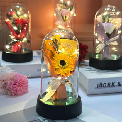 Mother's Day Graduation Season Gift Small Sunflower Plastic Cover to Send Students to Send Teachers to Glow Rose Bouquet Small O