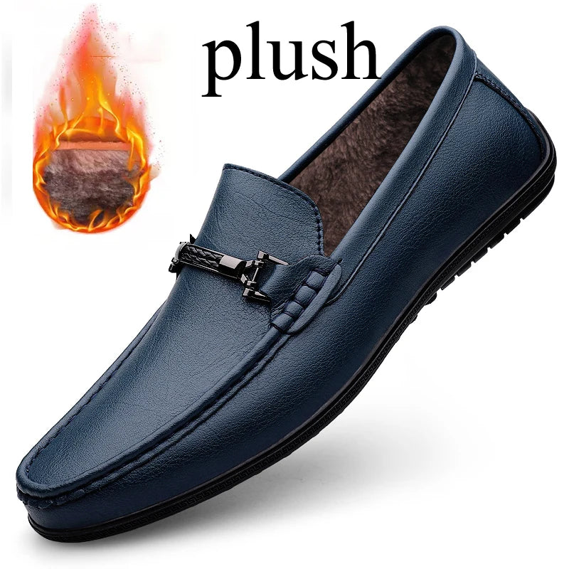 Men Loafers Slip on White Leather Shoes Casual Fashion Luxury Shoes Designer Italian Brand Loafer Moccasins Four Seasons