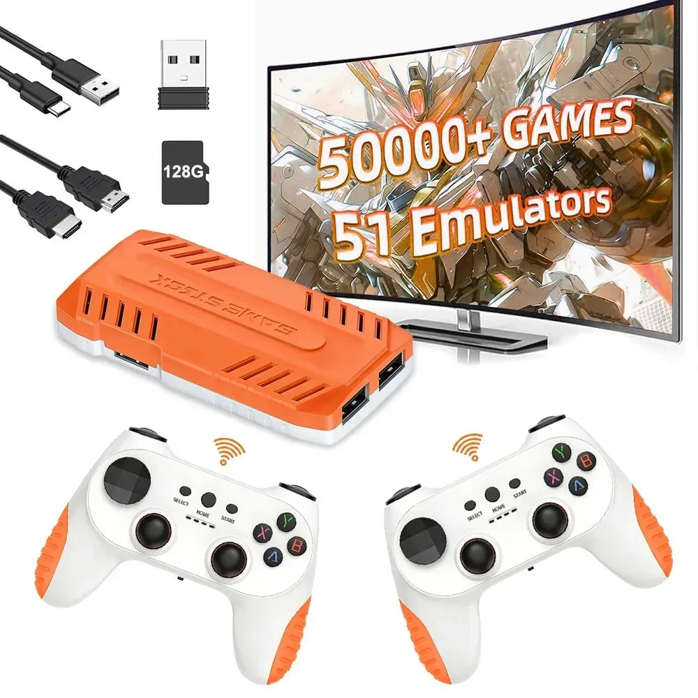 2026 New X10 PRO GameStick 128G 4K Video Game Console 3D Games Built-In 50K Games 40+ Emulators Retro Games Dual 2.4G Controller