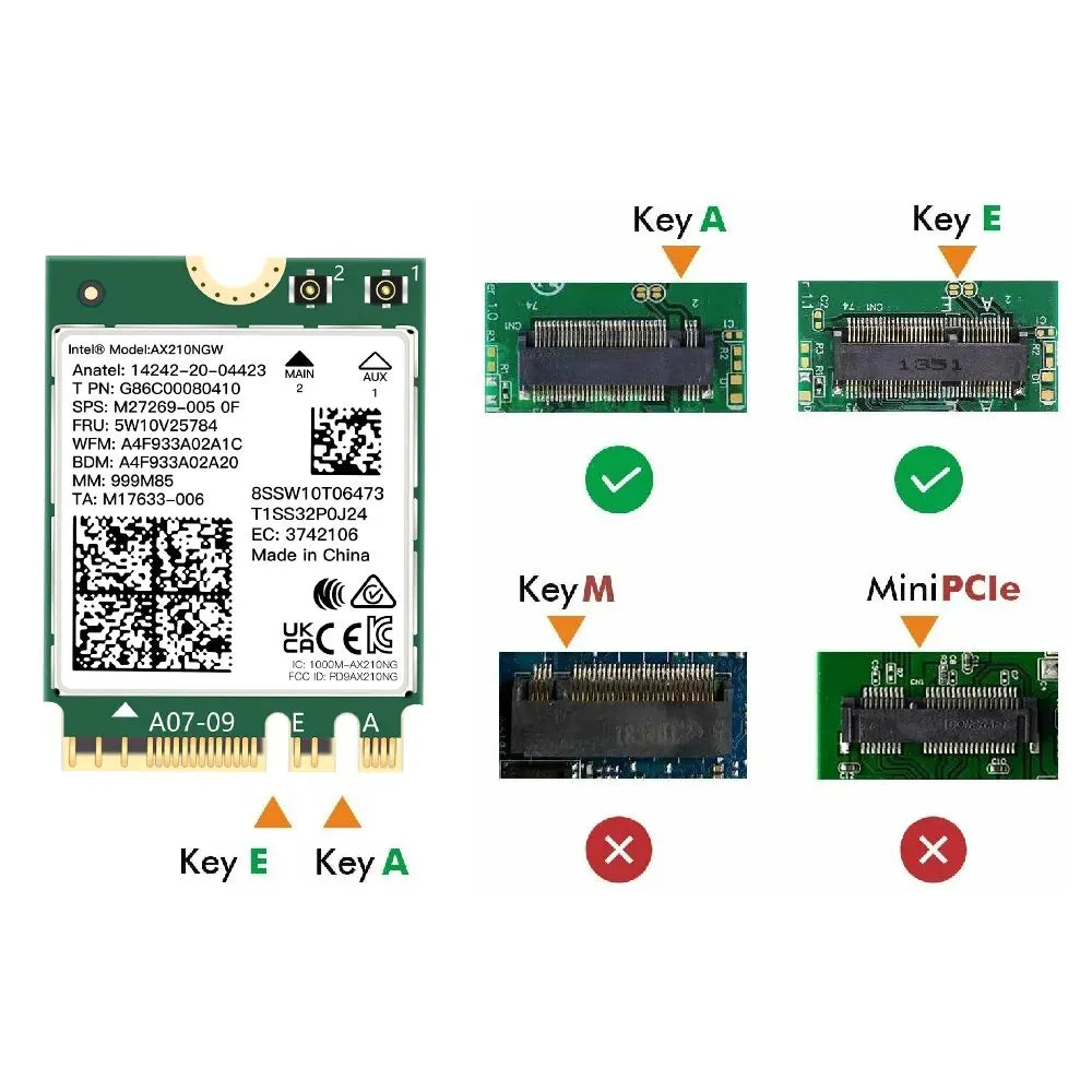 FENVI WiFi 6E Card AX210NGW 5374Mbps 2.4G/5G/6GHz M.2 Wireless Network Card For Bluetooth 5.3 802.11AX For Laptop PC Win 10/11