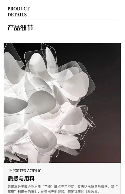 Modern Hanging Ceiling Lamp Chandelier for Living Room Lustre Petal Pendant Chandelier Bedroom Restaurant Black Indoor Lights