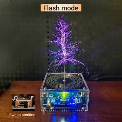 Mini Tesla Coil with Bluetooth Music Sync Adjustable Arc Length Touchable Safe Low-Voltage Design RGB Light Show