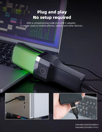 Professional Microphone Condenser Gaming Mic PC Laptop Computer USB Wired Streaming Studio Podcast Mike Kit Gamer RGB PC Karaoke
