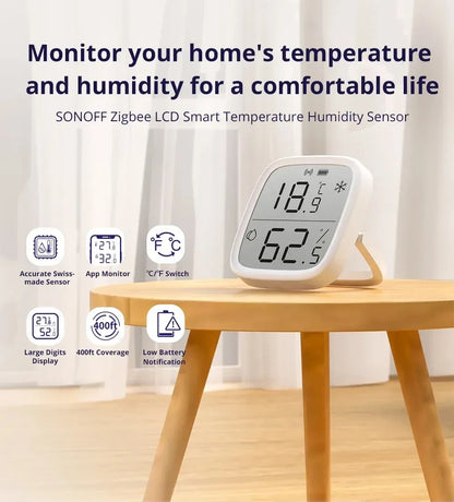 SONOFF SNZB 02D Zigbee Temperature Humidity Sensor SNZB-02D with LCD Screen for EWeLink SONOFF ZigBee Bridge Alexa Alice