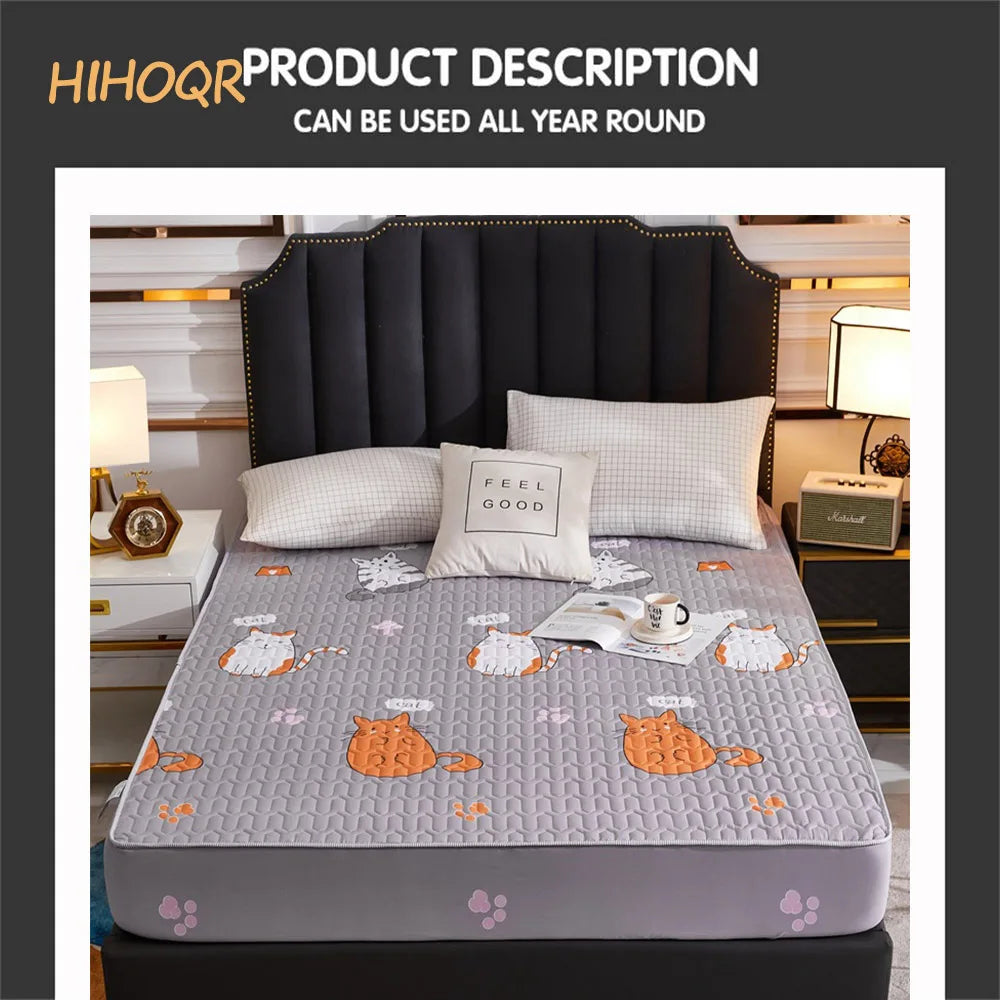 Waterproof Thicken Mattress Pad Protector Skin-Friendly Durable Fitted Sheet Bed Cover Latex Mat Cover 120x200 150x200 180x200