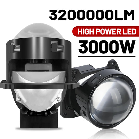 2PCS 3 Inch Bi LED Projector Headlights Lenses for Hella LED Lights Projector 3000W 32000000LM Diode Headlamp Car Accessories by PDG ibma