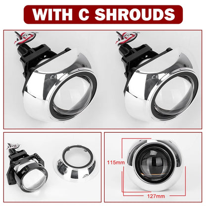 3.0 Inch Bi LED Projector Hella Lenses H4 H7 9005 9006 Car Headlight Bulbs Retrofit Kits Angel Eyes Halo Lights WHITE DRL 120W