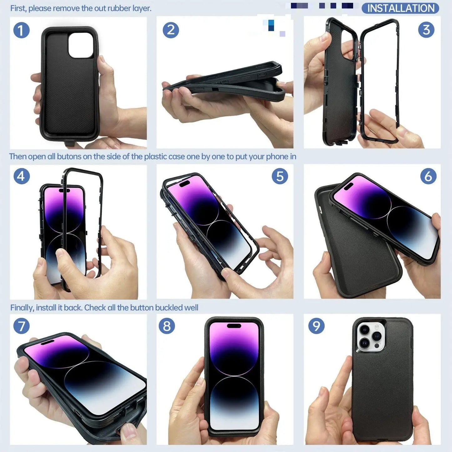 3 IN 1 Heavy Duty Shockproof Defend Case For Samsung Galaxy S20 S21 FE S22 S23 S24 Ultra S10 Plus S10E Note 10 8 9 20 Plus