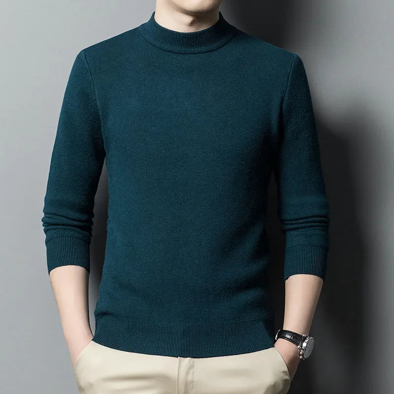 Slim Black Tops Men Autumn Winter Turtleneck Long Sleeve Slim Pullover Sweater Blouse Top Good Quality Spring Autumn Pullover
