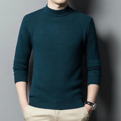 Slim Black Tops Men Autumn Winter Turtleneck Long Sleeve Slim Pullover Sweater Blouse Top Good Quality Spring Autumn Pullover