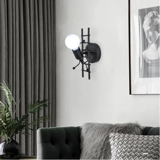 Humanoid Creative Wall Light Modern Simple Little Man Bedside Lamp Sconce Indoor Decor Hanging Lighting for Children Bedroom LED