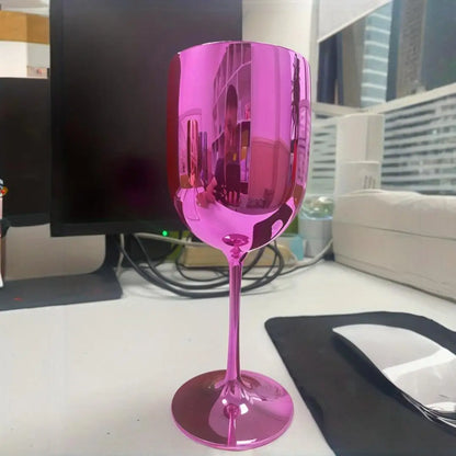 4pcs 480ml Plating Electroplated Shiny 16Oz Plastic Red Wine Glasses Plastic Champagne Flutes Cup Goblet For Party Wedding