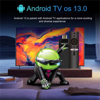 MX10-F3 Android TV Stick Ultra HD 4K H313 Quad Core 2.4G/5G Dual WiFi Portable Mini Home TVStreaming Media Player Stick for Home